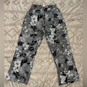Floral Black and White Pants